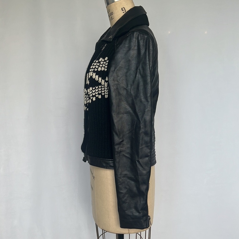 Anthropologie sweater / vegan leather moto jacket - Picture 6 of 12